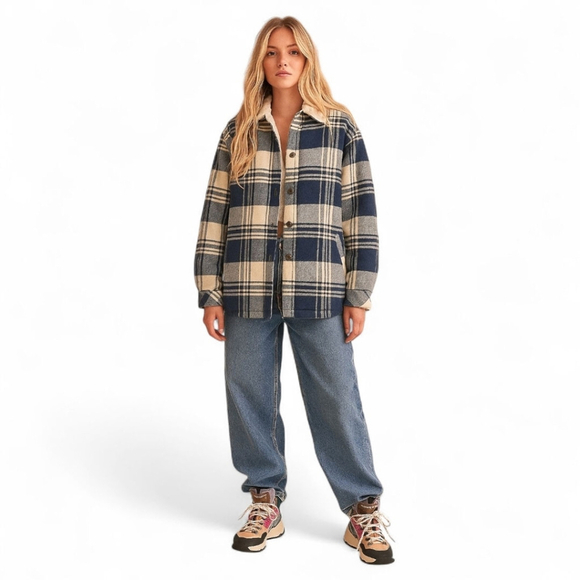 J.Crew Plaid Sherpa Lined Flannel Camp Jacket | Cozy Cabin Wear 2X NWT - Picture 4 of 13